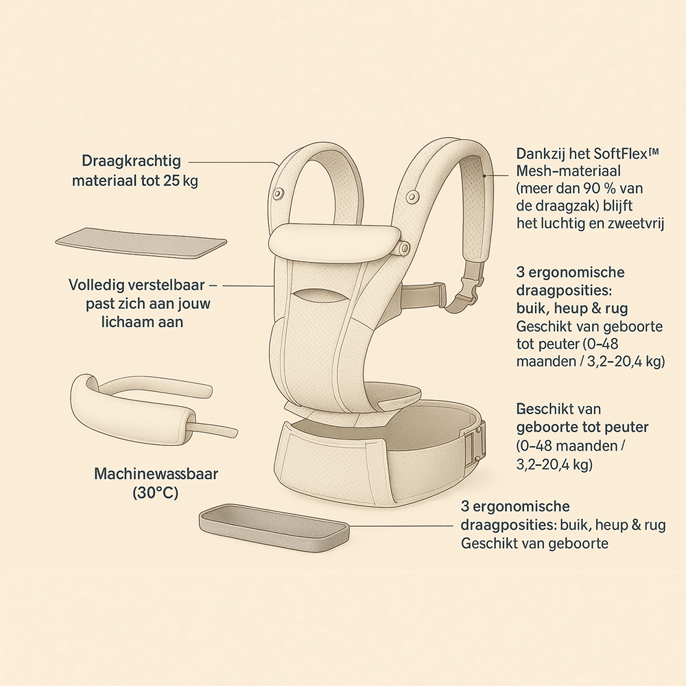 Chomfy Ergonomische Draagzak – Ademend Comfort voor Jou en Je Baby - Chomfy
